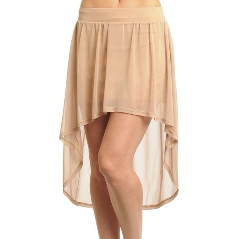 Tan Hi-Low sheer Skirt